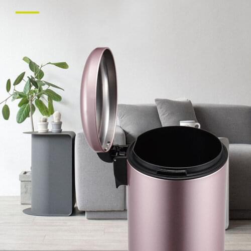Bathroom Garbage Trash Can Luxury Metal Bedroom Recycle Small Trash Can Purple Gold Desktop Cocina Cleaning Accessories AG50LJ