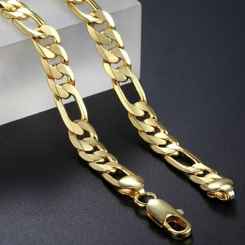 Davieslee Mens Chain Necklace for Men Figaro Link Gold Filled Jewelry DLGNM53