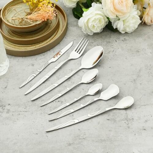 Vintage Mirror Cutlery Set Stainless Steel Dinnerware Flatware Knife Fork Ice Cream Spoon Creative Dessert Spoon Tableware Set