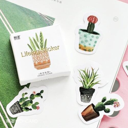 45 Pcs Cactus Succulent Plant Mini Paper Stickers Cute Plant Decals For Scrapbooking Diary Planner Album Phone Case Laptop Card