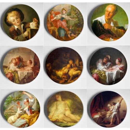 Jean-Honore Fragonard Wall Plate High-Quality Beautiful Decorative Plate Ceramic Europe Living Room Hotel Decorative Art Plate