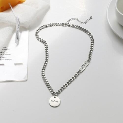 Letter tag necklace female clavicle chain cold wind high-grade sweater chain 2021 new hip-hop cool accessories