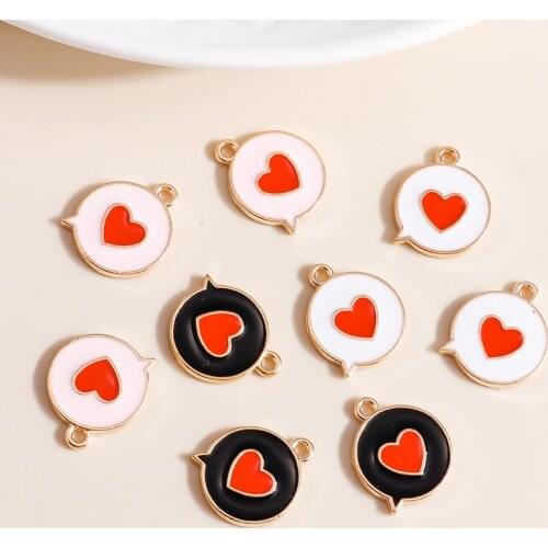 10pcs 14*17mm Romantic Love Heart Charms for Jewelry Making Enamel Circle Charms DIY Pendants Earrings Necklaces Accessories