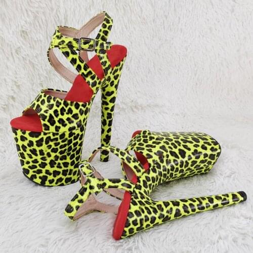 Leecabe 20cm/ 8inches Leopard upper platform high heel sandals pole dance shoes