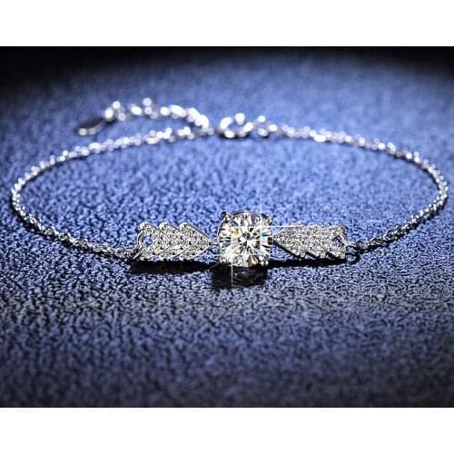 Silver Excellent Cut Diamond Test Passed D Color High Clarity Moissanite Arrow Wing Beads Bracelet Silver 925 Wedding Jewelry