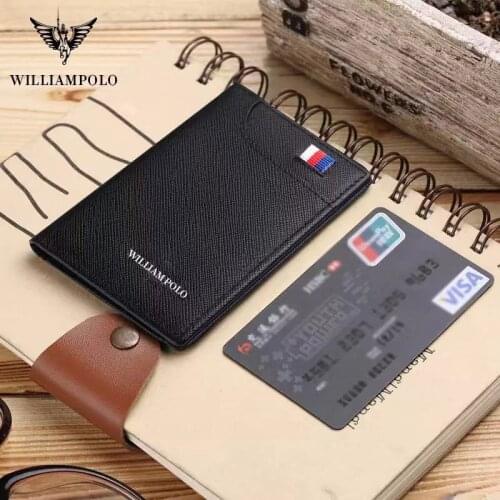 Genuine Leather Men Slim Wallet Luxury Brand Card Clip Slim Leather Wallet Retro Short For Men
