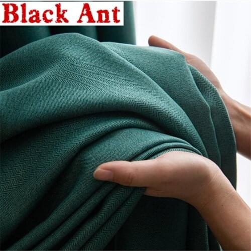 Solid Color Curtain Blackout For Living Room Light Luxury Thick Sheer Curtain Bedroom High Shading 90% Window Blind Drape JD999