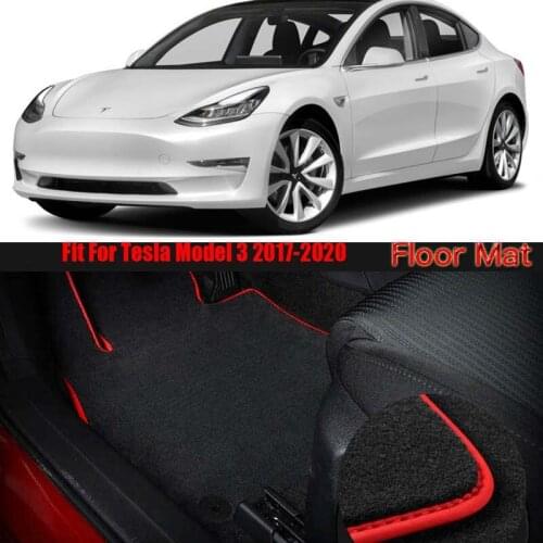 Solid Nylon Auto Odorless Floor Mats Liner Carpet Fitted For Tesla Model 3 2017-2020