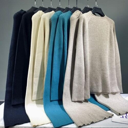 Womens Sweaters plus size Long Sleeve O neck loose Pullovers and wide legs Pants 2 Piece Female Tracksuits Outfits wholesale