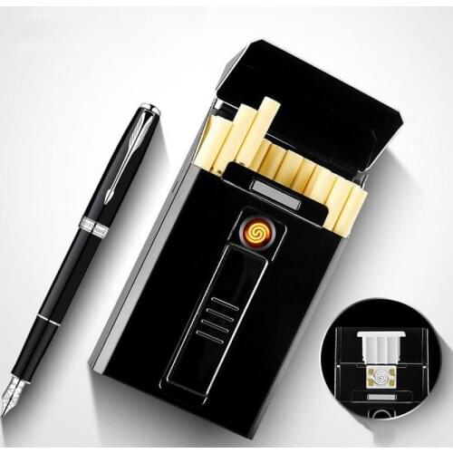 Women Cigarette Case Cigarette Holder Portable USB Charging Lighter Cigarette Organizer Box Tungsten Can Replace