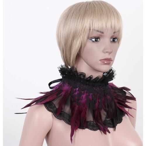 Adult Punk Gothic Collar Choker Cape Real Black Feather Shrug Top Shawl Cape Wings Choker Collar Halloween Party Rave Costume