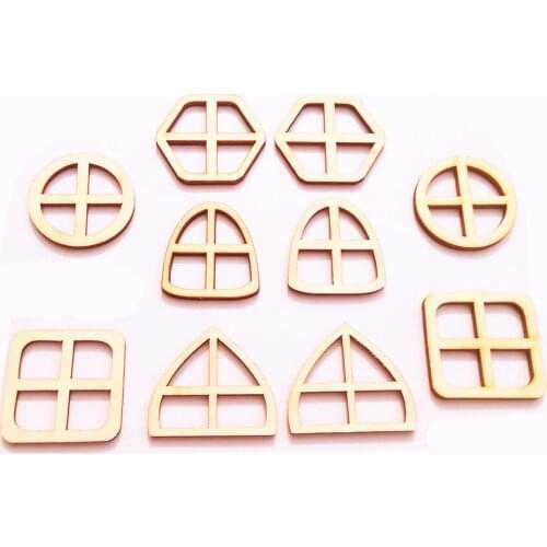 10x Unfinished Wood Fairy Window Shaped Wooden Pieces Embellishments for Crafts DIY Projects Home Decoration Wedding Party Favor