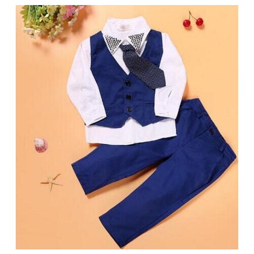 2021 Autumn Toddler Baby Kids Boys Gentleman Clothing Sets Party And Wedding Clothes Suit Shirt+Vest+Pants 4Pcs Set 1 2 4 5 Year