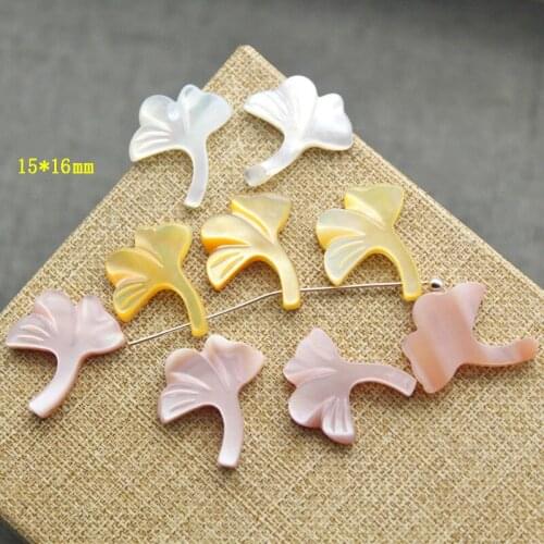 5pcs Natural Shell 15x16mm Hand-carved Fashion Ginkgo Leaves Pendant Jewelry Making Hot DIY Brooch Hair Clip Earring Accessories