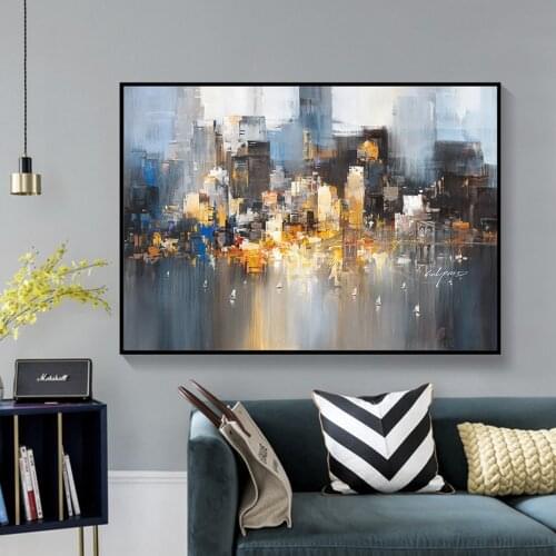 Abstract Impression New York City Boat Landscape Canvas Painting Wall Art Posters Prints Pictures Living Room Home Decoration