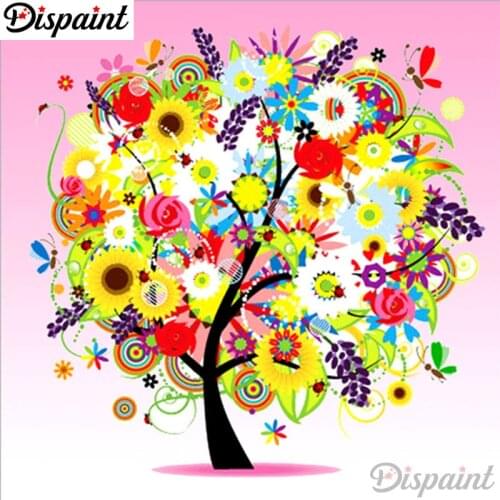 Dispaint Full Square/Round Drill 5D DIY Diamond Painting "Spring tree scenery" 3D Embroidery Cross Stitch 5D Home Decor A10222