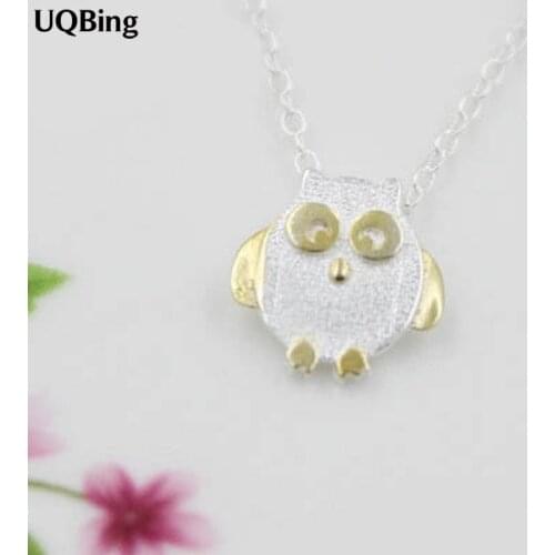 Free Shipping Fashion 925 Sterling Silver Necklace Silver Owl Pendant Necklaces For Women Jewelry