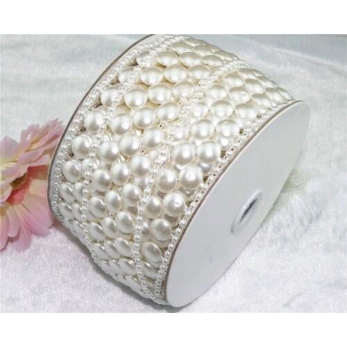 10 Yard 40mm Ivory Man-made Pearl Chain Trims Costume Applique Sewing Craft LZ11