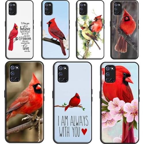 Cardinal Red Bird For OPPO A52 A72 A92 A1K A15 A83 A91 A93 A5 A9 A31 A53 2020 F5 F7 Reno 2 Z A3S A5S Cover