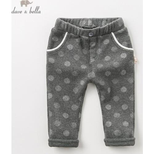 DB11557 dave bella autumn unisex baby fashion dots pants children full length kids pants infant toddler print trousers
