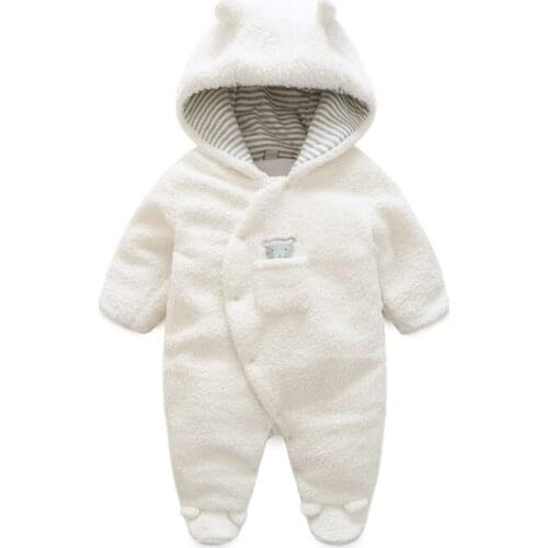 Autumn Winter Baby Footies Bear Style Brand Hoodies Jumpsuit Plush Fleece Baby Girls Boys Clothing Toddler Newborn Clothes