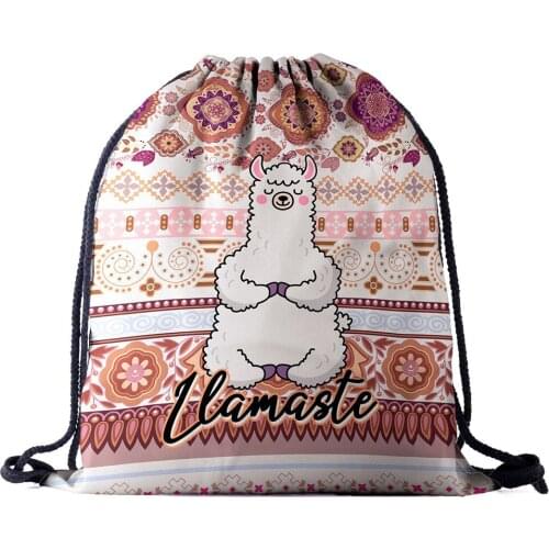Drawstring Backpack Bag 3D Printing Alpaca Women men daily Casual Mochila knapsack Feminina bundle pocket rope bags factory new