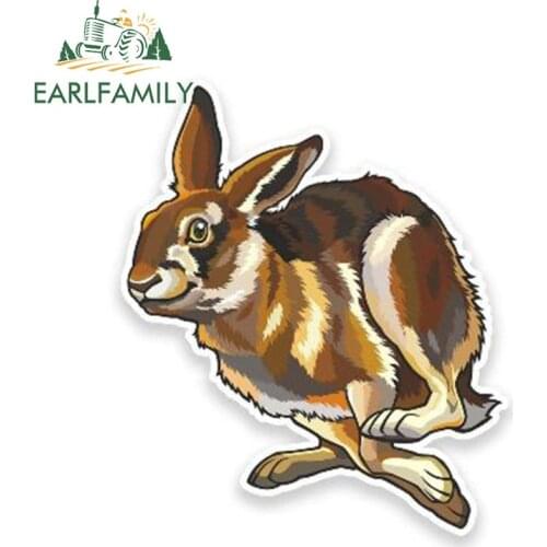 EARLFAMILY 13cm x 12cm Car Sticker Happy Hare Vinyl Sticker Laptop Travel Luggage Decal Cartoon Car Styling Waterproof Graphic