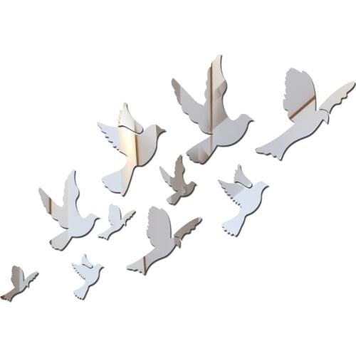 Hot sale 10 fly acrylic multi-piece package pattern 3d sticker wall mirror stickers home decoration gift