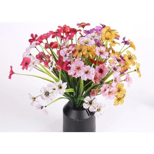 Artificial Flower 5 Bifurcation Violet Fake Flower Home Decoration Bouquet Handmade DIY Faux Plants Wedding Decor Fake Flowers