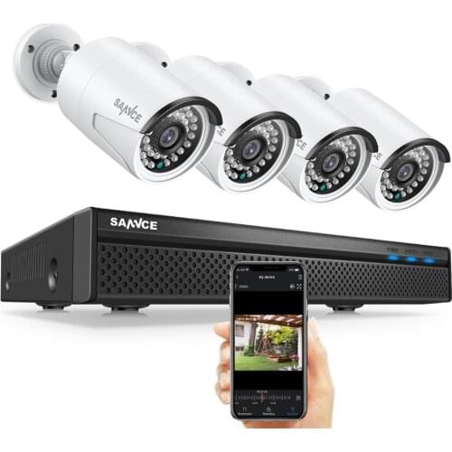 8ch 5MP POE Kit H.264+ NVR CCTV Security System Outdoor Waterproof 2MP IR IP Camera with Mic Audio Record Surveillance SANNCE