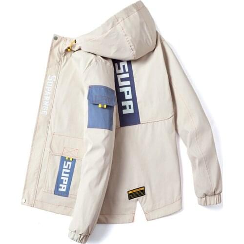 Mens Patchwork Streetwear Bomber Jackets 2021 Autumn Mens Korean Fashions Windbreaker Harajuku Hip Hop hooded Jackets Coats