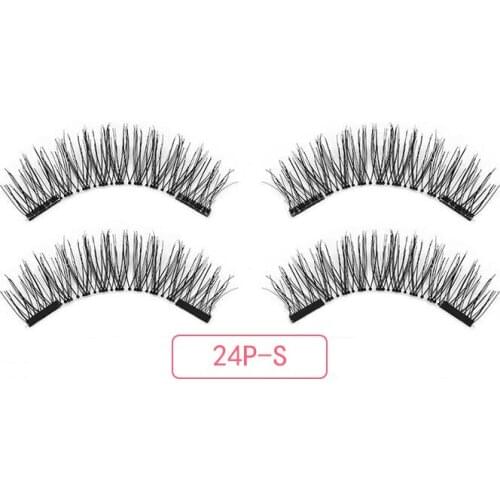 Easy wear 3D magnetic false eyelashes double magnet full strip magnetic eyelashes reusable eyelashes 24P-SY