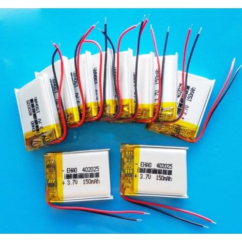 10 pcs 3.7V 402025 150mAh Polymer Lithium rechargeable Battery For Ployer P319 aigo E5808 MP3 MW1 Wireless Bluetooth