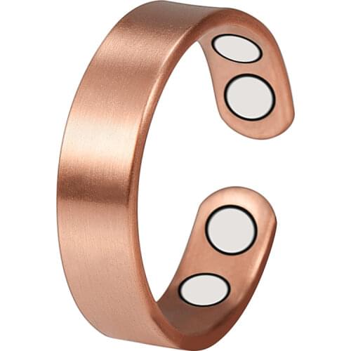 Wollet Jewelry Classic Pure Copper Magnetic Ring for Women Open Cuff Magnet Smooth Surface Anti Arthritis Rheumatism Health Care