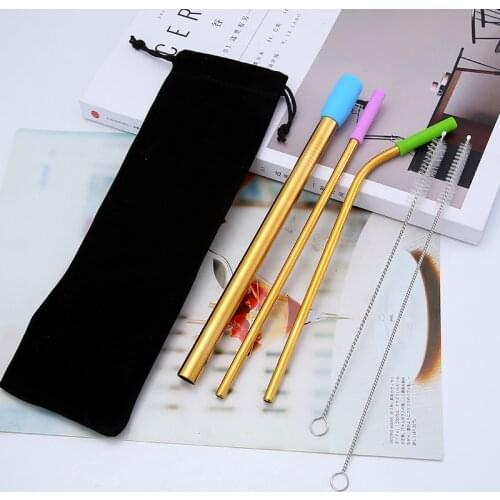 Stainless steel straws with silicone tips eco drinking straws Milk Tea straws for winter