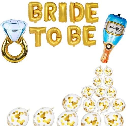 Bridal Shower Kit Party Supplies Kit include Diamond Ring and Bride to Be Foil Balloon,Blue Cheers Champagne Bottle Foil Balloon