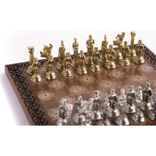 Chess set Roman Army Soldiers Lux casting materials chess set with wooden game board with players collection