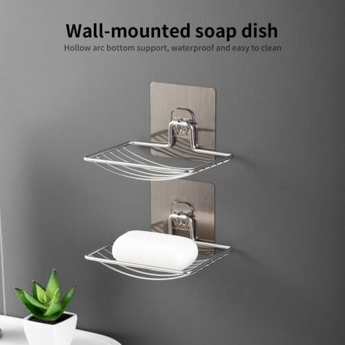 Stainless Steel Wall Mounted Soap Dish Hanger Soap Holder Drainer Bathroom Soaps Tray Storage Shelf Box Shower Caddy