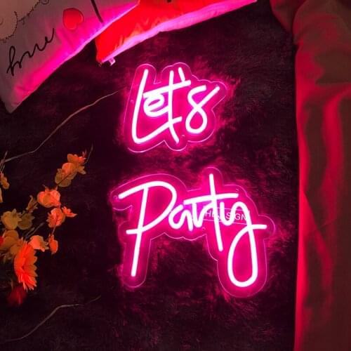 Lets Party Custom Neon Light Sign Wall Decor For Home Bar Nightclub Birthday Graduation Party Background Decor