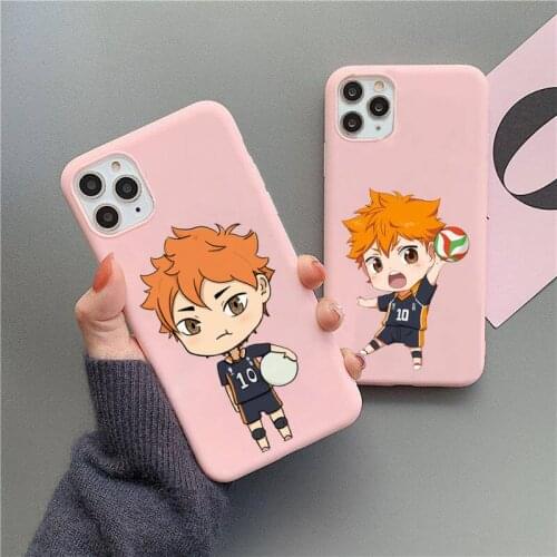 Nishinoya Yuu Haikyuu! Phone Case For iphone 12 11 Pro Max Mini XS 8 7 6 6S Plus X SE 2020 XR Matte Candy Pink Silicone cover