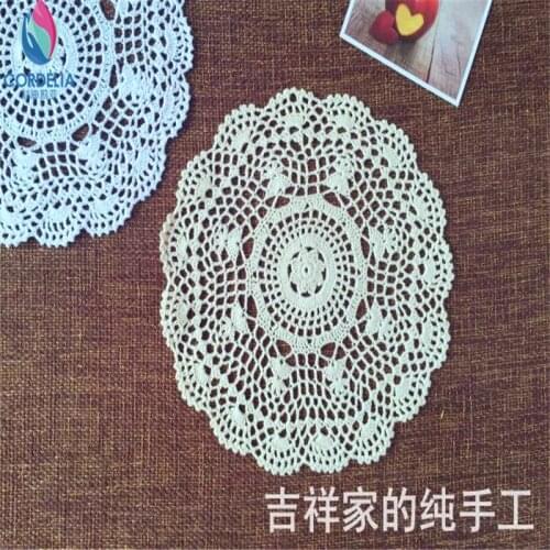 2017 new arrival best selling 100% natural cotton crochet lace doilies with flower for wedding decoration table pad for kitchen