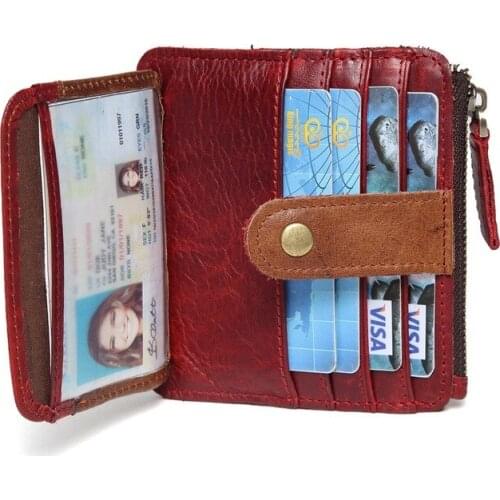 New Fashion Short Credit Card Holder Genuine Leather RFID Blocking MINI Coin Purse First Layer Cowhide Zipper Small Wallet