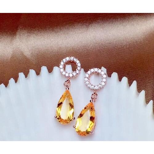 Engagement Best Gift Citrine Earring Natural And Real 925 sterling silver Citrine Earring