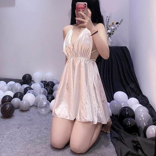 Sexy Lingerie Women Sleepwear Silk Nightgowns Satin Sleeveless Nighties V-neck Nightdress Nightwear Nightshirt Pijama Mujer