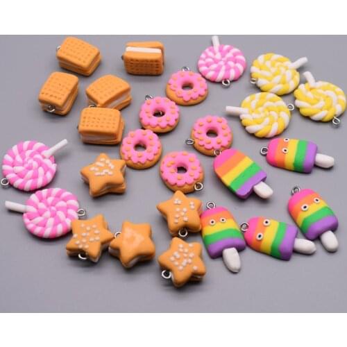 Cake Donut Shape Polymer Clay Pendants DIY Jewelry Findings lollipop Candy Clay Beads For Jewelry Making Earring Accessory