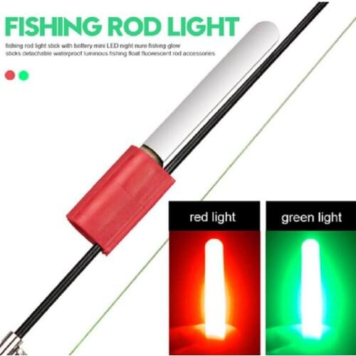Fishing Green Red Rod Light Stick Mini LED Night Fishing Glow Sticks Fishing Float Fluorescent Rod Tip Accessories