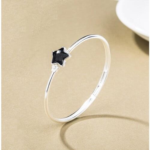 SA SILVERAGE Vintage 925 Sterling Silver Cuff Bangle Bracelet 2021 Real 925 Sterling Silver Star Bracelets Bangles Fine Jewelry