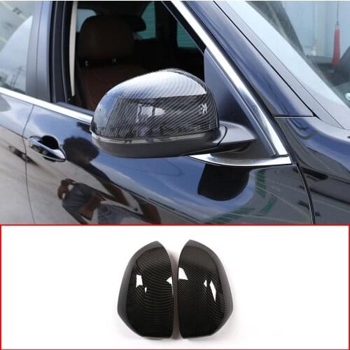 2pcs Carbon Fiber Style ABS Black Rearview Mirror Cap Cover Trim For BMW X5 F15 G05 2014-2019 Model X7 G07 2019 Accessories