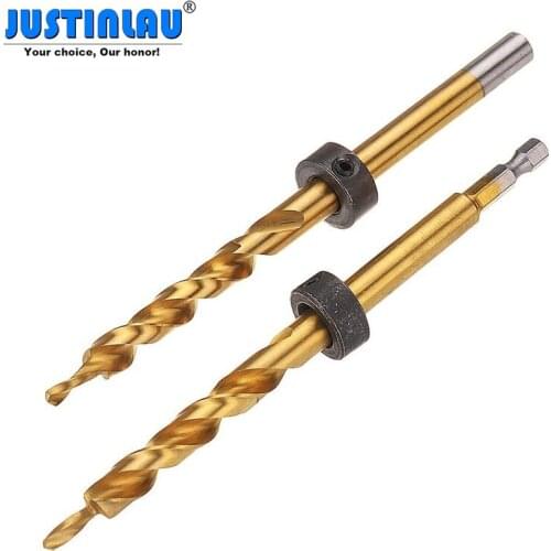 JUSTINALAU 9.5mm Twist Step Drill Bit 3/8" Round/Hex Shank Drill for Woodworking Pocket Hole Jig