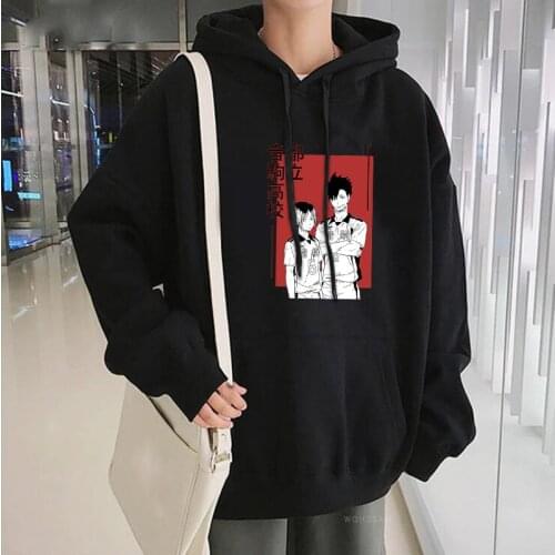 Anime Kenma Kozume And Kuroo Tetsurou Haikyuu Hooded Sweatshirts Women Funny Cartoon Volleyball Club Streetwear Cartoon Hoodies
